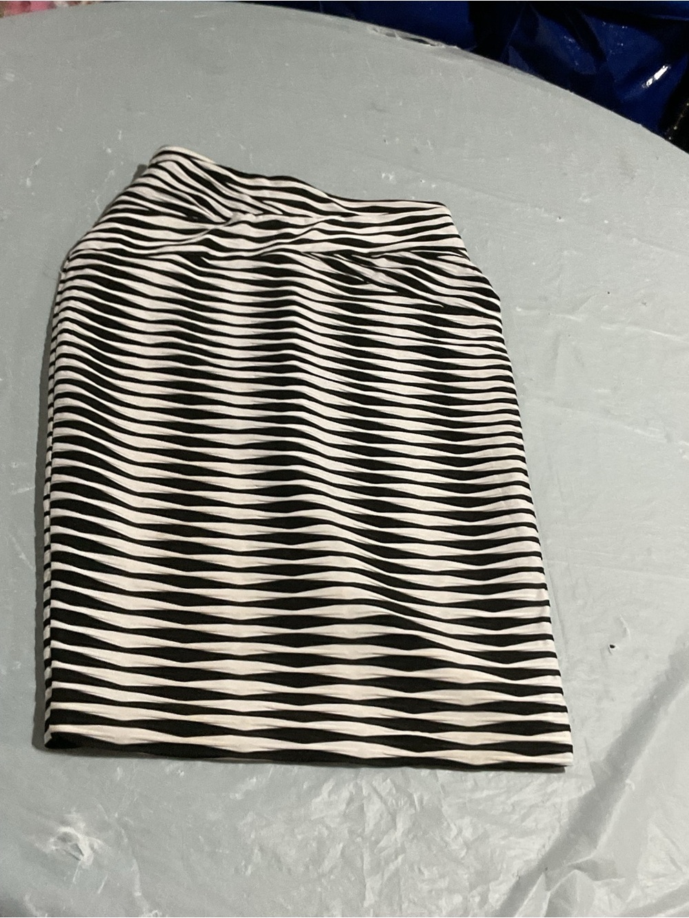 Black and White Striped Pencil Skirt